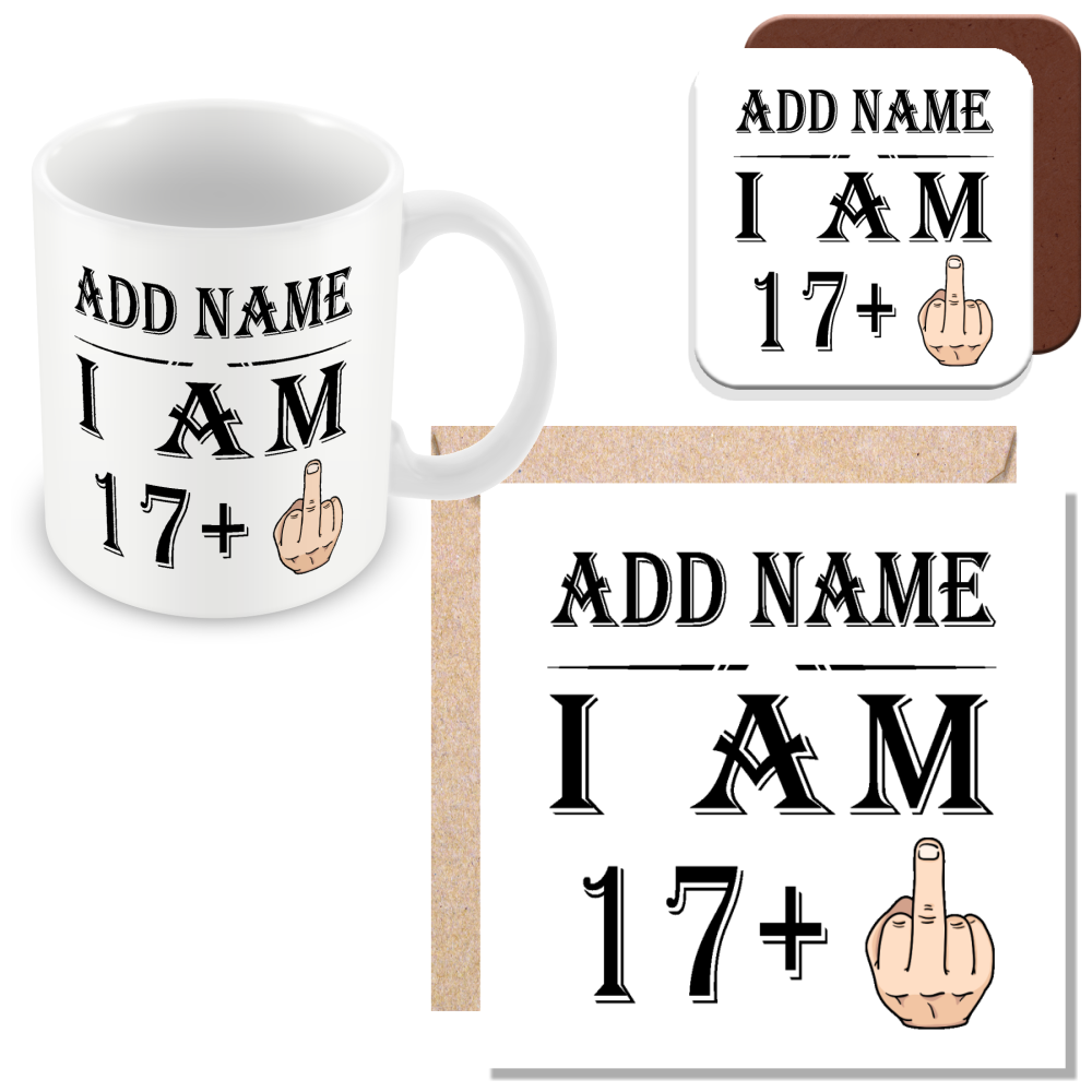 Personalised 17+1 Years Middle Finger - 18th Birthday Funny Rude Mug
