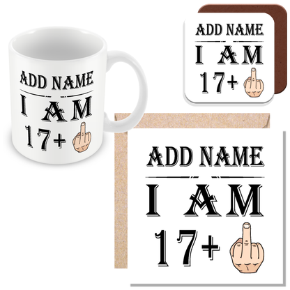 Personalised 17+1 Years Middle Finger - 18th Birthday Funny Rude Mug