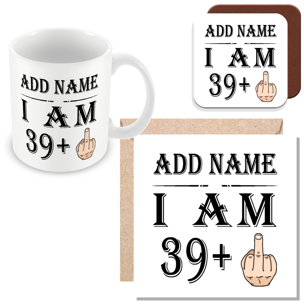 Personalised 39+1 Years Middle Finger - 40th Birthday Funny Rude Mug