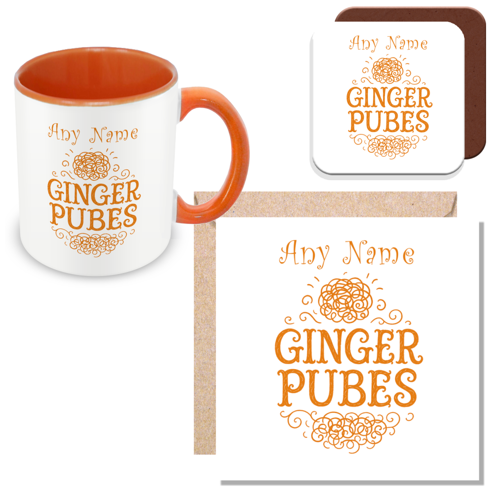 Ginger Pubes - Personalised Mug Gift - for Curly Ginger Friends or Strawberry Blonde Colleagues Family - for Women, Men or Office Co-Workers