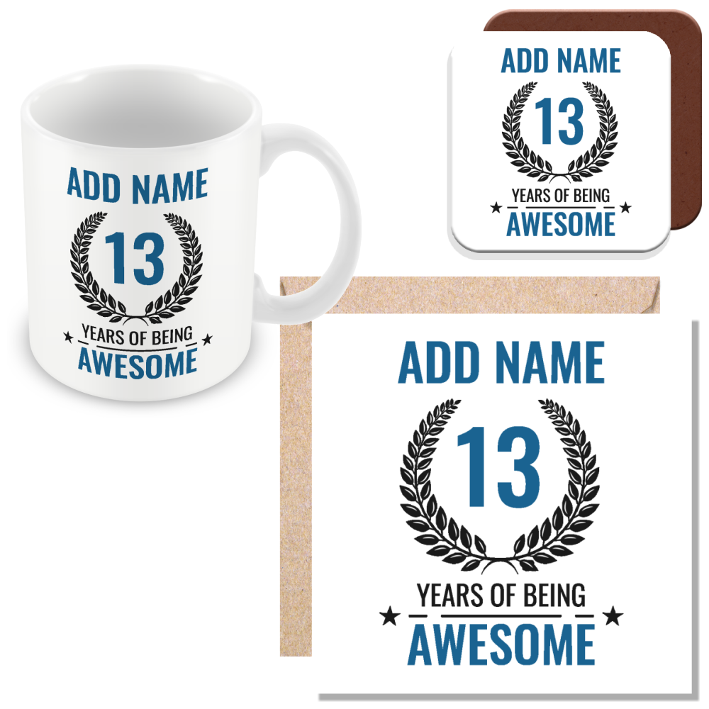 Personalised 13 Years of Being Awesome Gift - Awesome 13th Birthday Present
