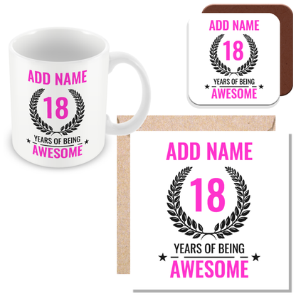 Personalised 18 Years of Being Awesome Gift - Awesome 18th Birthday Present