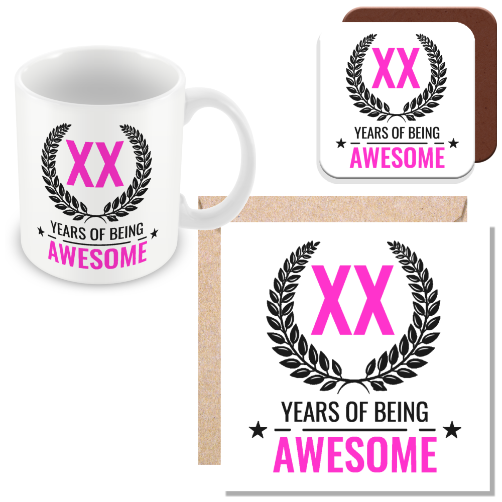 Birthday Mug – “Years of Being Awesome” Custom Age Gift | Funny Mug for Him or Her UK