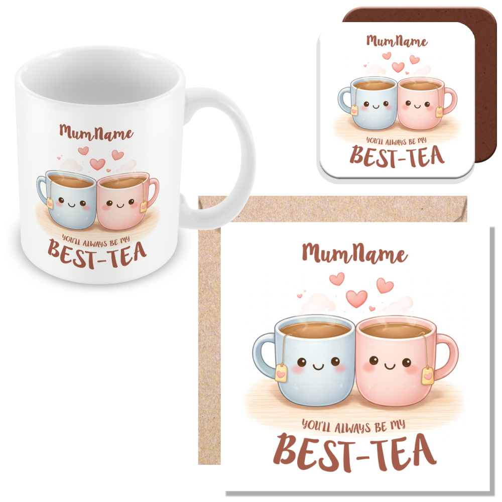 Personalised Best-Tea Gift for Mum – Cute Tea Cup Illustration