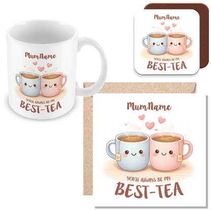 Personalised Best-Tea Gift for Mum – Cute Tea Cup Illustration