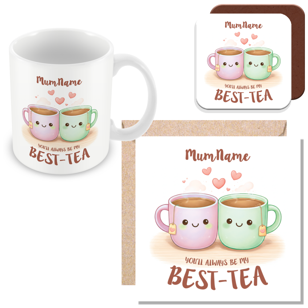 Personalised Best-Tea Gift for Mum – Cute Tea Cup Illustration