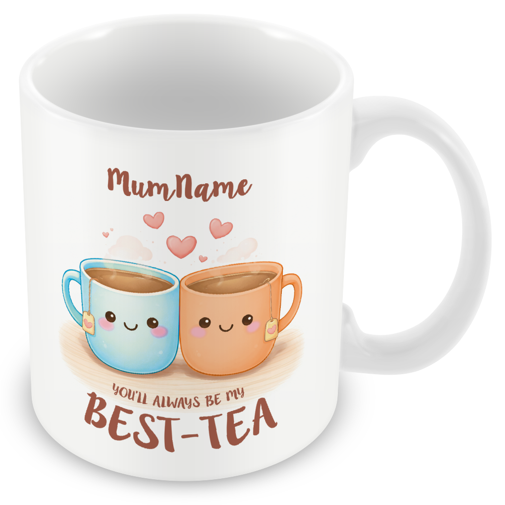 Personalised Best-Tea Gift for Mum – Cute Tea Cup Illustration