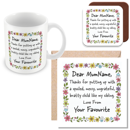 Personalised Dear Mum Gift from Your Favourite Child