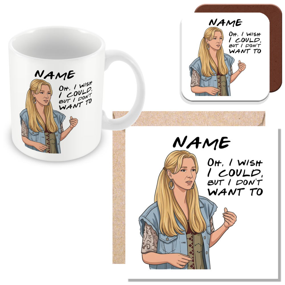 Phoebe Quote Mug - Optional Black or Purple Handle, Coaster and Card