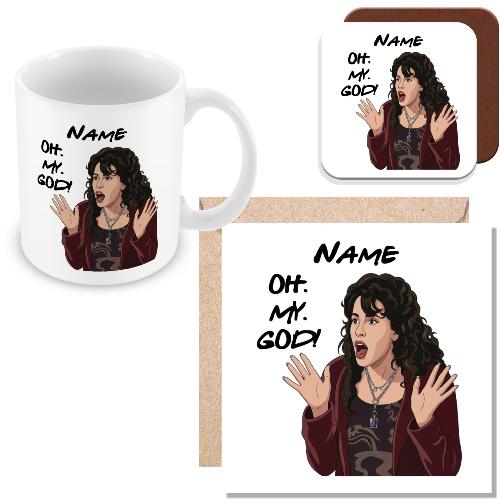 Janice Quote Mug - Optional Black or Purple Handle, Coaster and Card