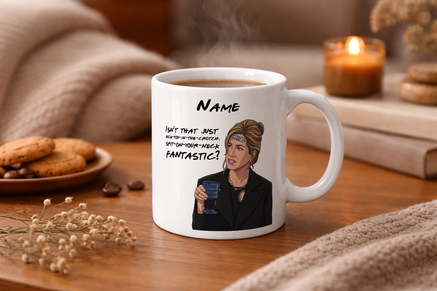 Rachel Quote Mug - Optional Black or Purple Handle, Coaster and Card