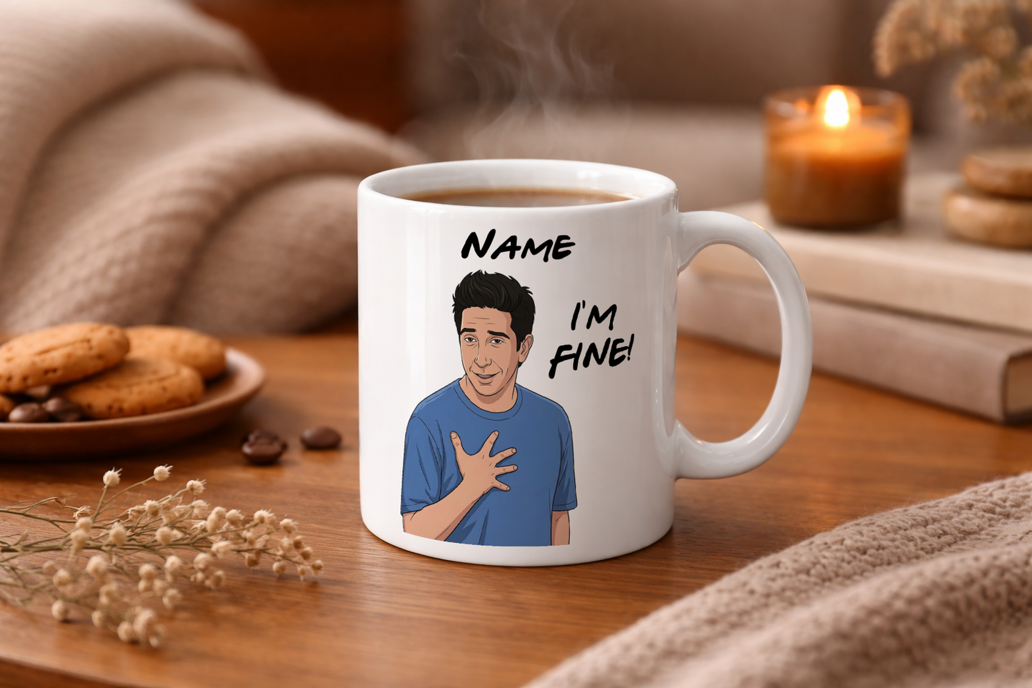 Ross Quote Mug - Optional Black or Purple Handle, Coaster and Card