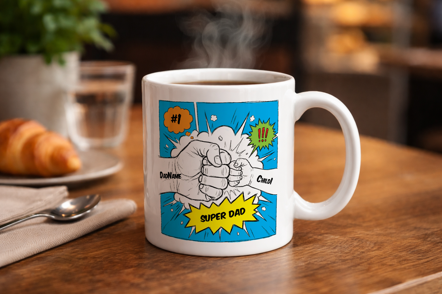 Personalised Dad Fist Bump Comic Style Mug for Dads