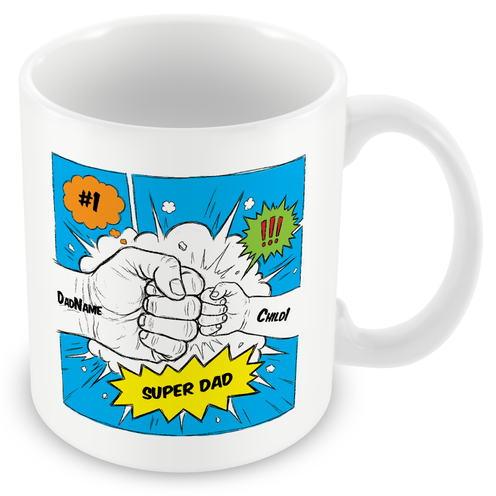 Personalised Dad Fist Bump Comic Style Mug for Dads