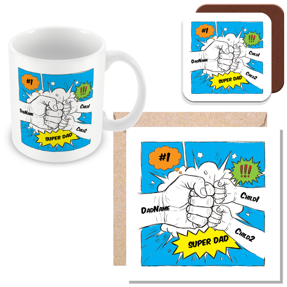 Personalised Dad Fist Bump Comic Style Mug for Dads