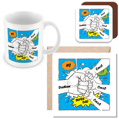 Personalised Dad Fist Bump Comic Style Mug for Dads