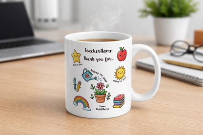 Personalised Teacher Mug – Double-Sided, Add Teacher & Child's Name