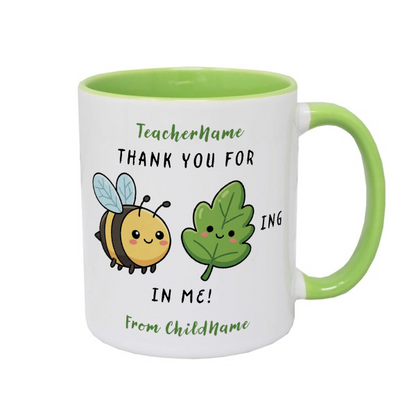 Personalised Funny Teacher Mug – Bee-Leafing in Me