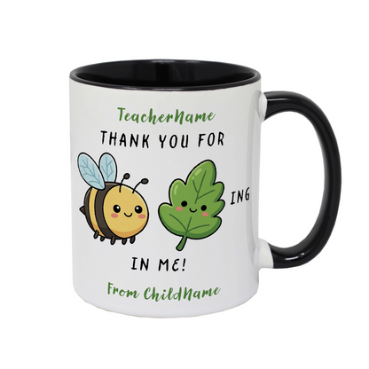 Personalised Funny Teacher Mug – Bee-Leafing in Me