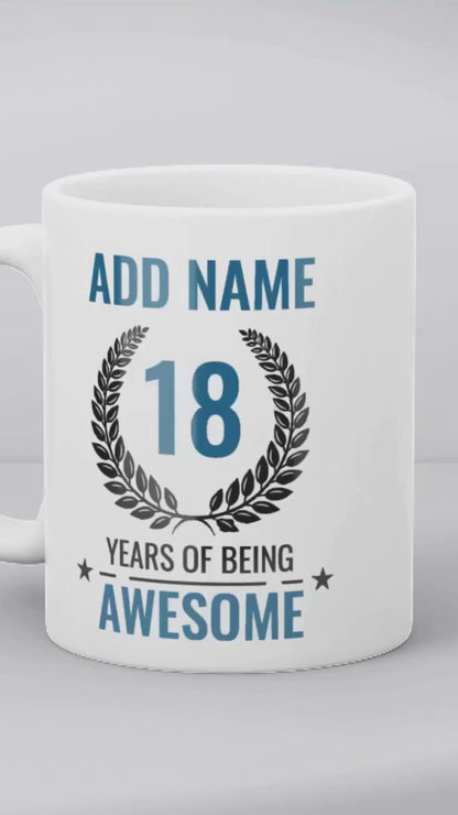 Personalised 18 Years of Being Awesome Gift - Awesome 18th Birthday Present